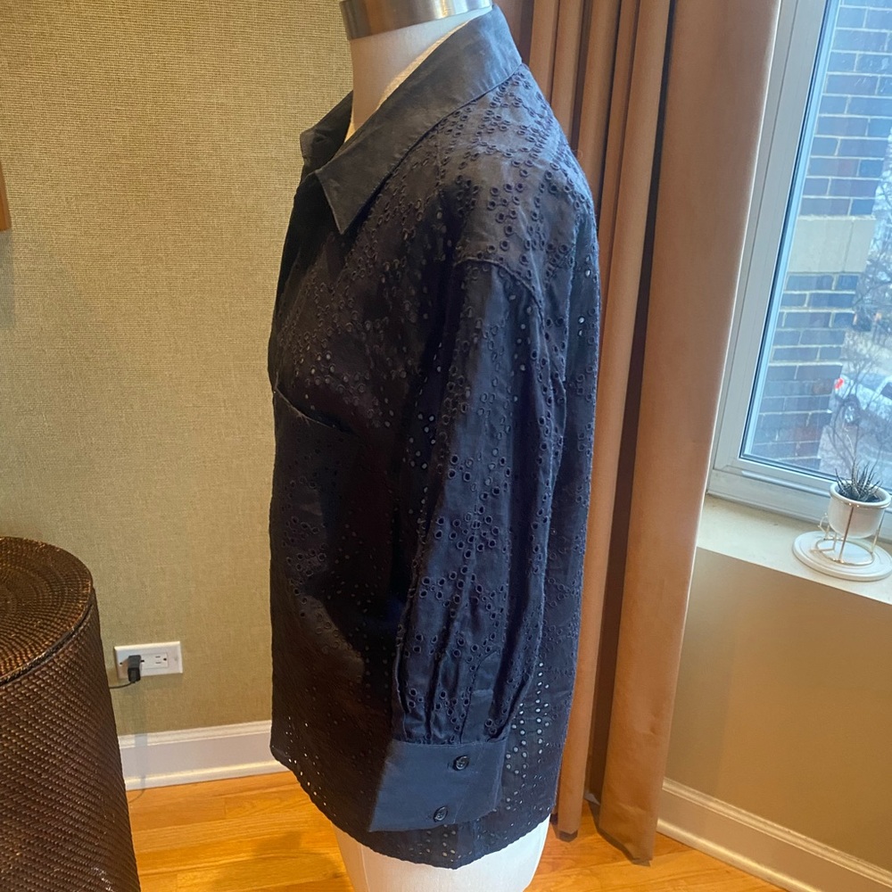 rag & bone Navy Eyelet Button Down Shirt - Picture 3 of 9